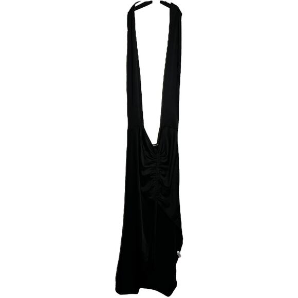 Maison Femalien Overall Dress Plunge V Neck Evening Chic Glam Black Small - Picture 1 of 4